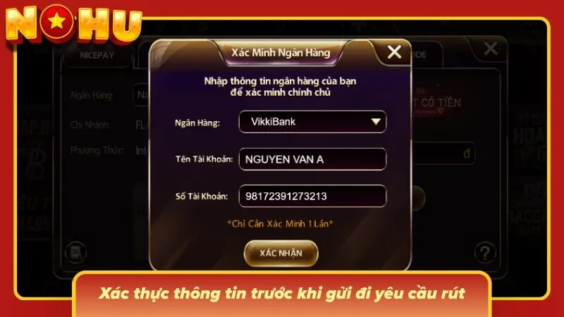 Dữ liệu tài khoản được kiểm tra nhằm hạn chế sai sót khi nhận tiền